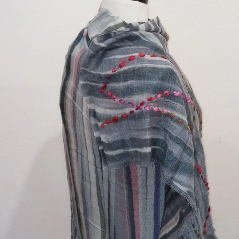 Tilo Lightweight Wool Striped Multi-Color Scarf/Shawl/Wrap, OS